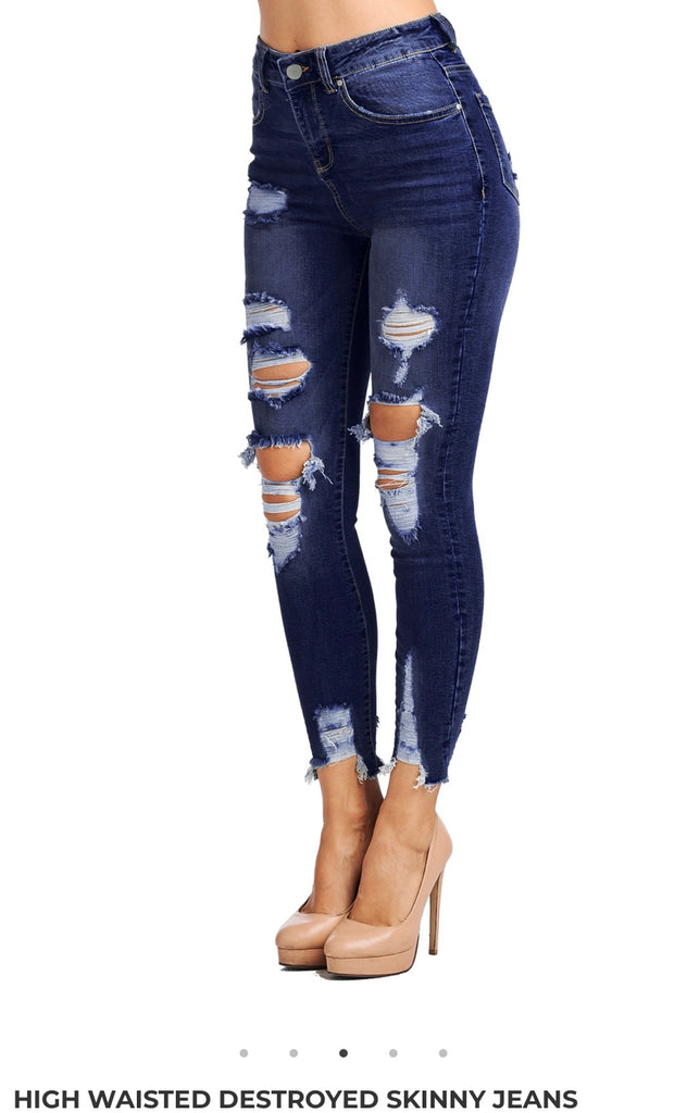 High waisted destroyed skinny Jeans